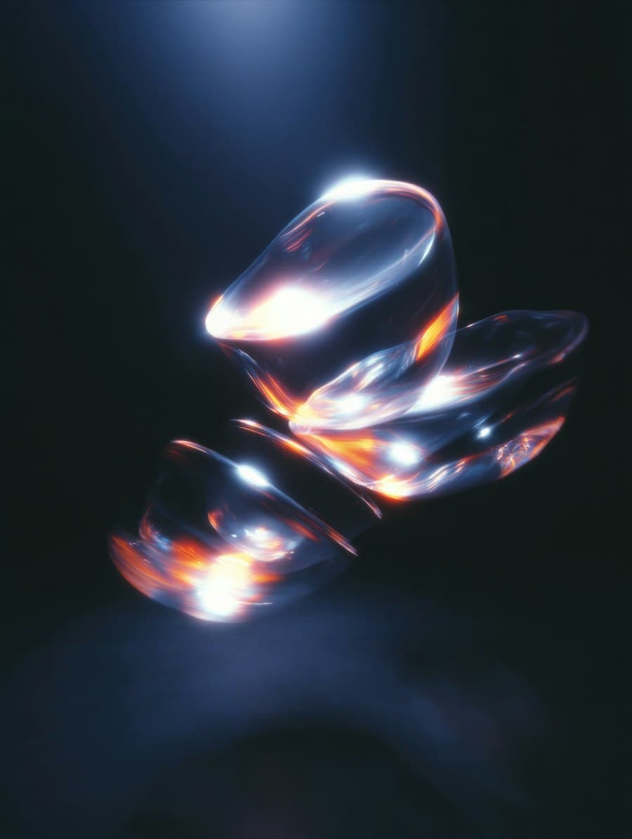 Surreal glass forms catching light