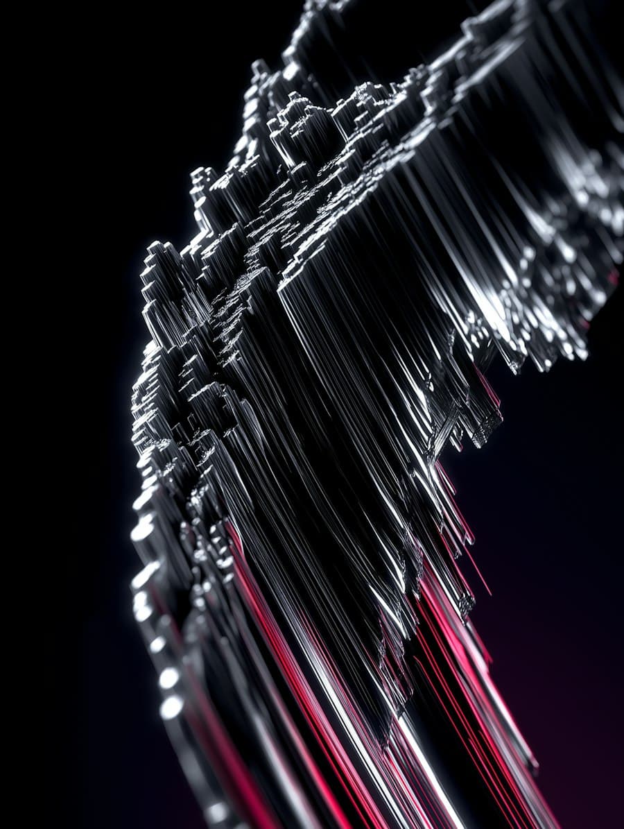 Abstract metallic shapes in motion
